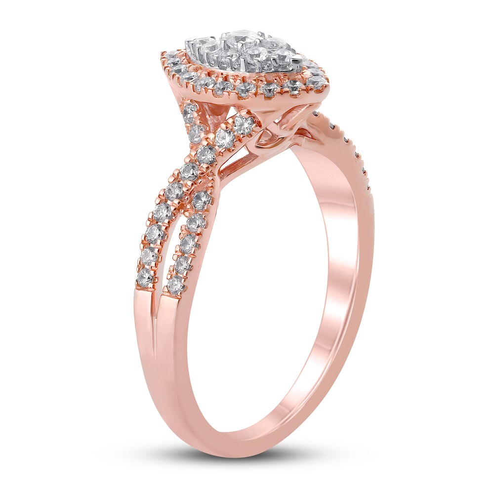 Diamond Engagement Ring 1/2 ct tw Round 14K Rose Gold ghInFbOz