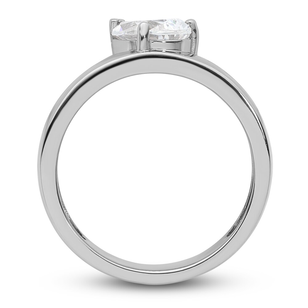 Diamond Slant Engagement Ring 1-1/8 ct tw Pear/Round 14K White Gold gosICphk