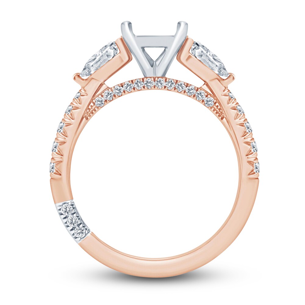 Pnina Tornai Lab-Created Diamond Engagement Ring Setting 1 ct tw Pear/Round 14K Rose Gold grsNrE3E