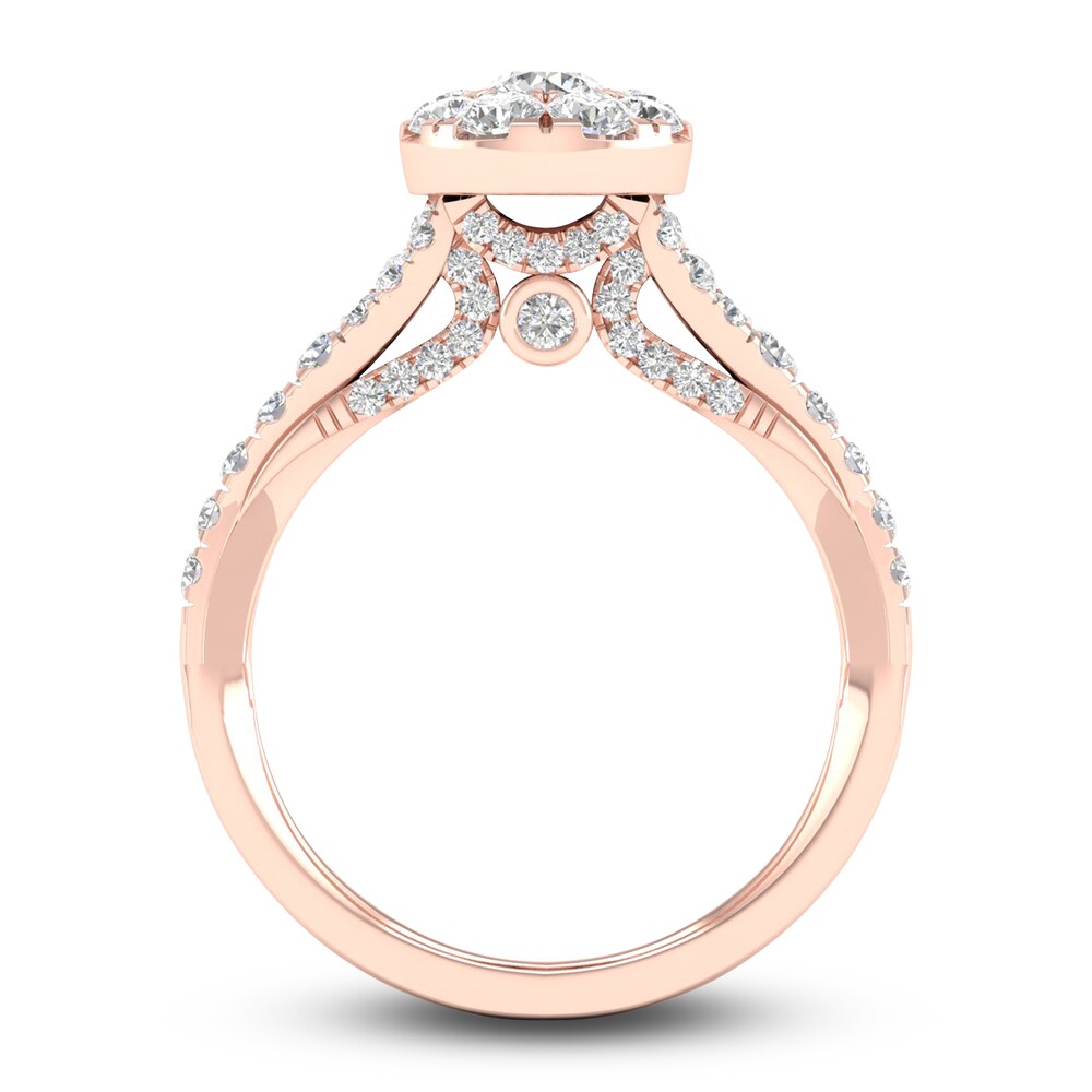 Diamond Pear Engagement Ring 1 ct tw Round 14K Rose Gold guXc68uJ