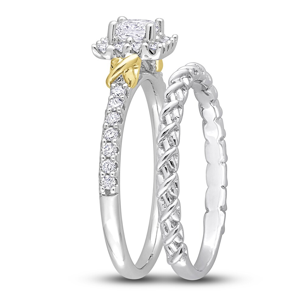 Diamond Y-Knot Bridal Set 3/4 ct tw Princess/Round 14K Two-Tone Gold h9tYtQ9t