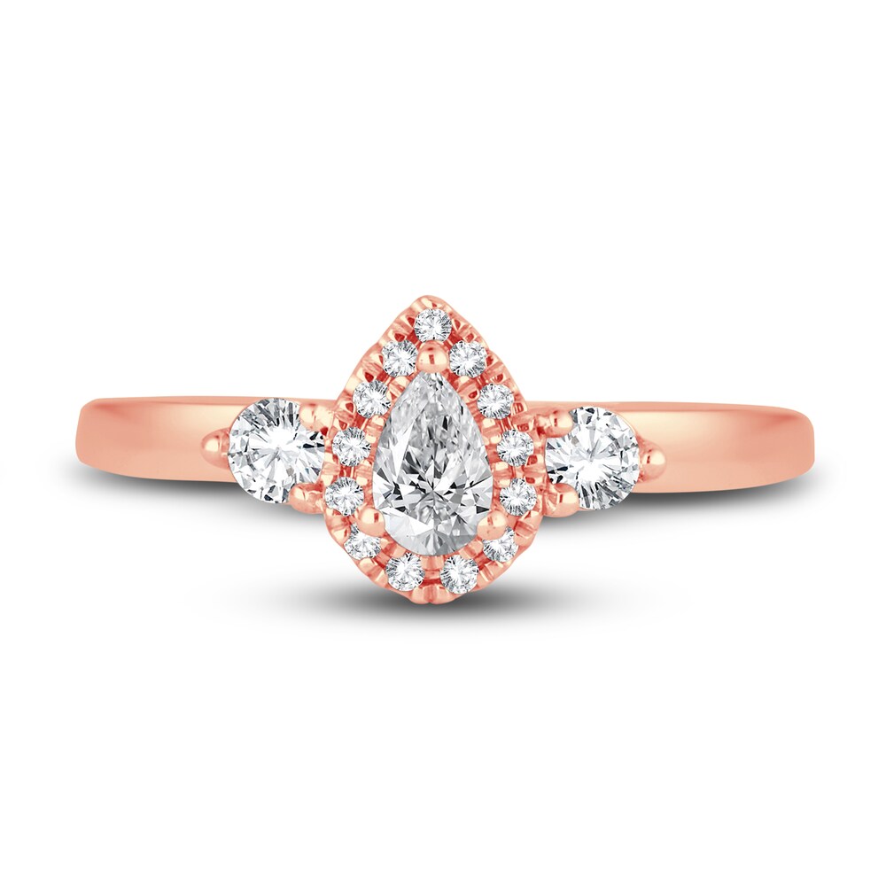 Diamond Halo Ring 3/8 ct tw Pear/Round 14K Rose Gold hSCYJ6zj