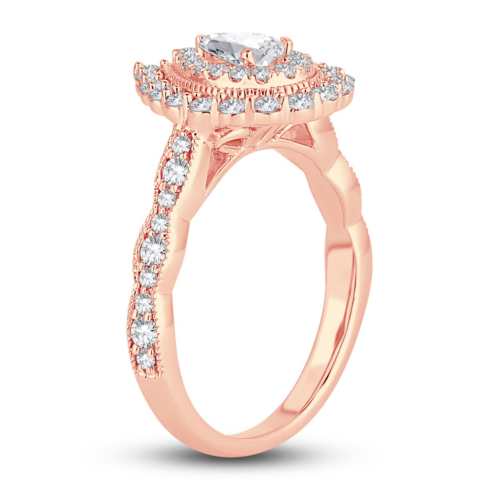 Diamond Double Halo Engagement Ring 1 ct tw Pear 14K Rose Gold hXPLYckQ