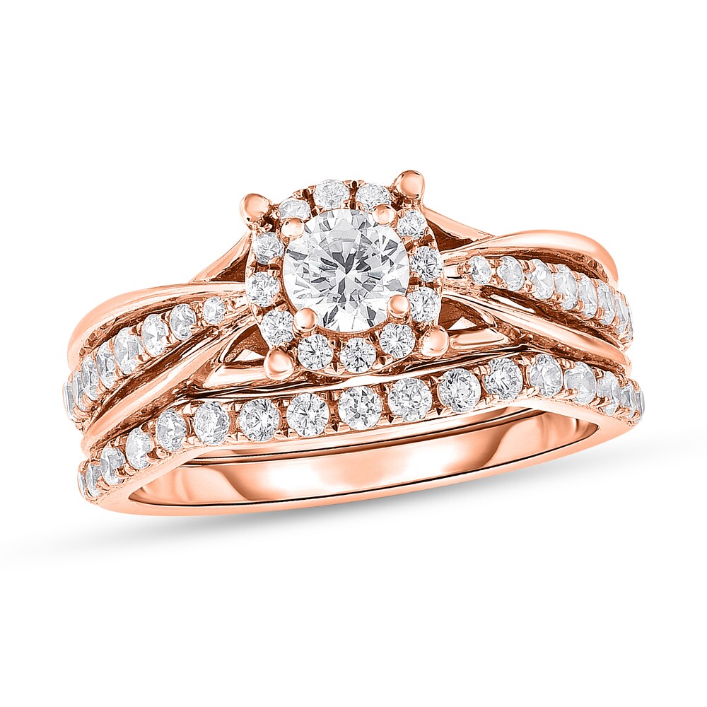 Diamond Bridal Set 1 ct tw Round 14K Rose Gold hZ4dFAsj