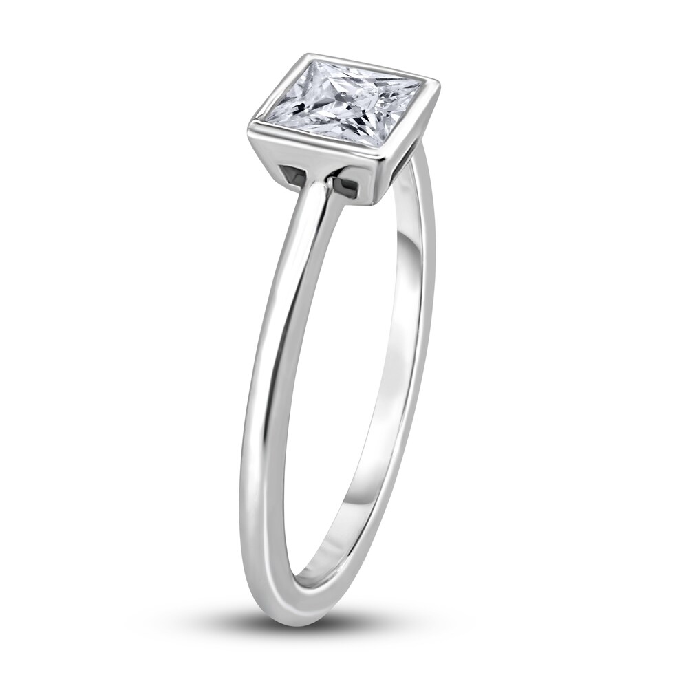 Diamond Solitaire Engagement Ring 1/2 ct tw Bezel-Set Princess 14K White Gold (I2/I) hdahbBUw