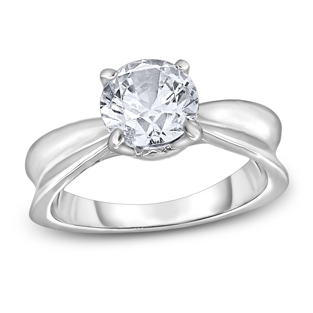 Diamond Solitaire Concave Engagement Ring 2 ct tw Round 14K White Gold (I2/I) hepFxQsw [hepFxQsw]