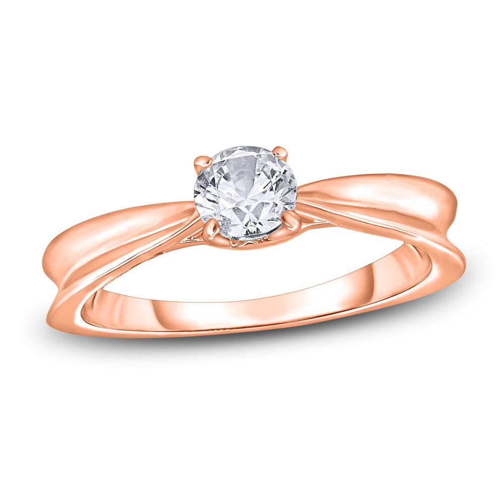 Diamond Solitaire Concave Engagement Ring 1/2 ct tw Round 14K Rose Gold (I2/I) hf7aNI5T [hf7aNI5T]