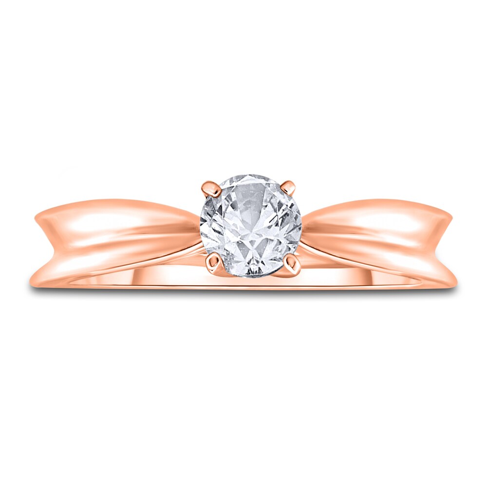 Diamond Solitaire Concave Engagement Ring 1/2 ct tw Round 14K Rose Gold (I2/I) hf7aNI5T