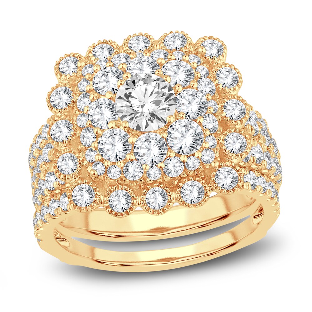 Diamond Bridal Set 3 ct tw Round 14K Yellow Gold hiVntW3L