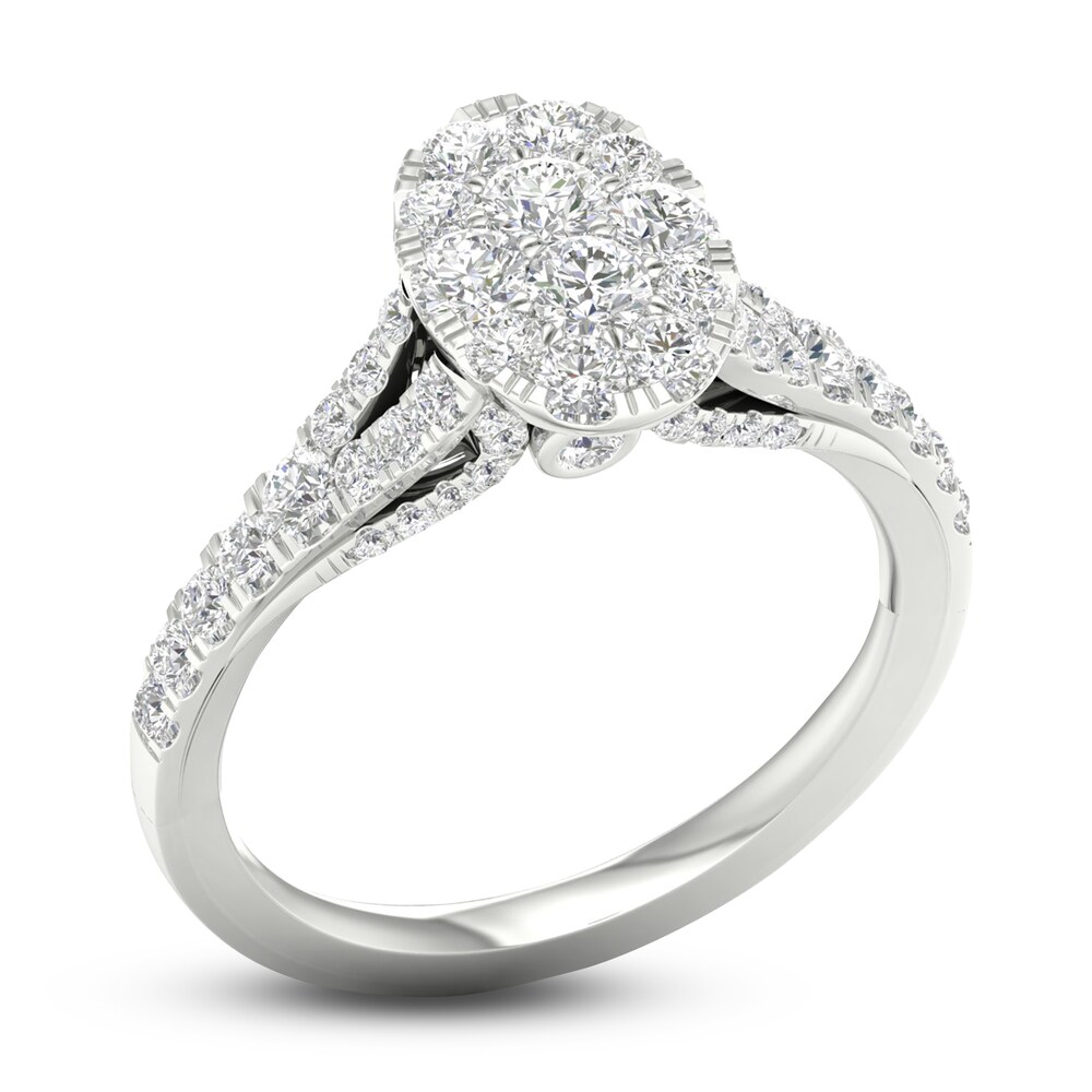 Diamond Oval Engagement Ring 1 ct tw Round 14K White Gold hlpUlMXP