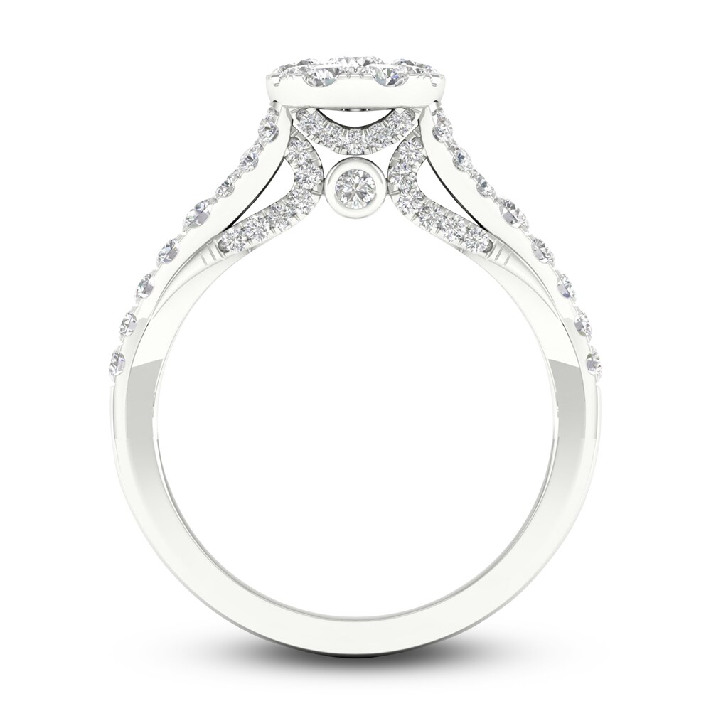 Diamond Oval Engagement Ring 1 ct tw Round 14K White Gold hlpUlMXP