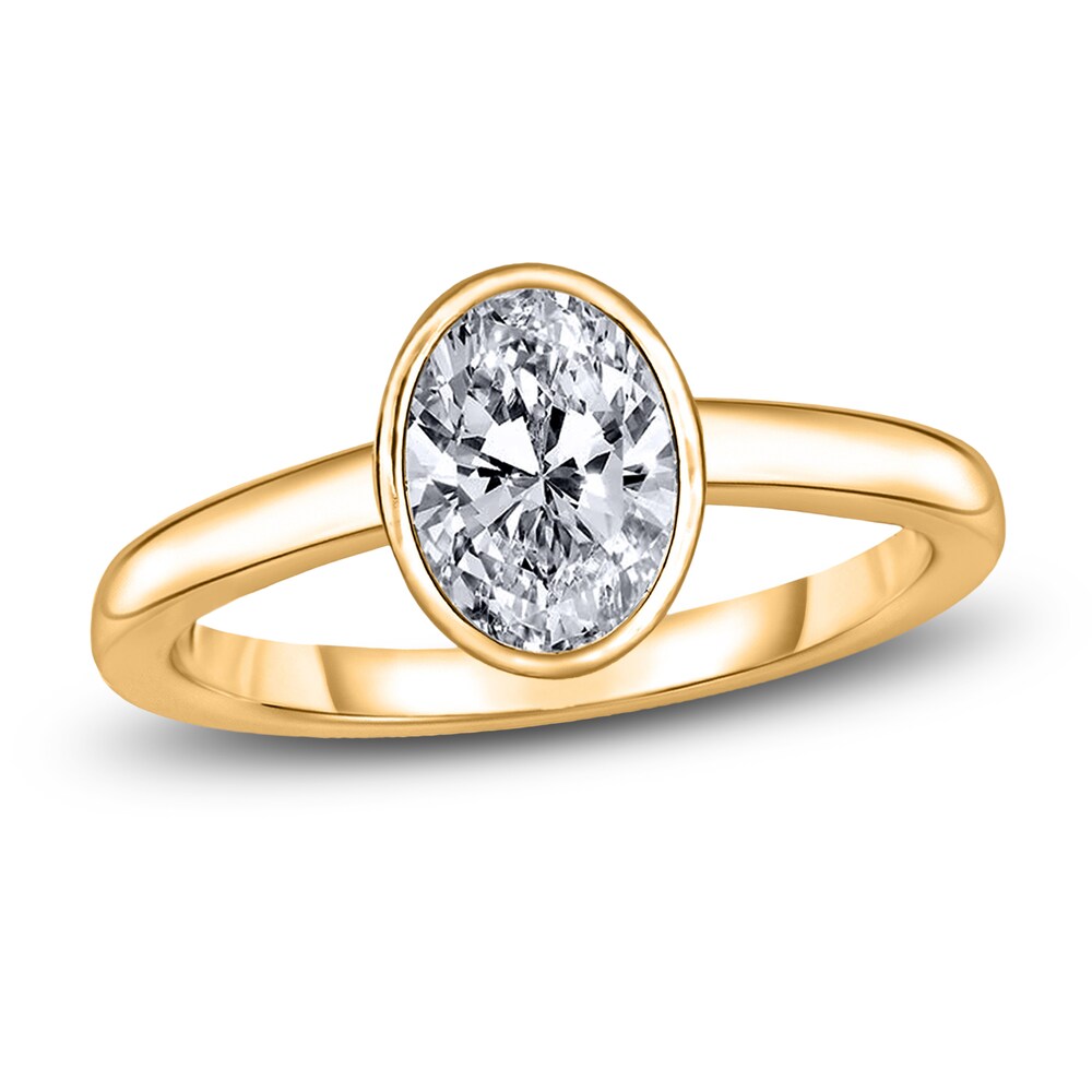 Diamond Solitaire Engagement Ring 2 ct tw Bezel-Set Oval 14K Yellow Gold (I2/I) hlvUxFUN [hlvUxFUN]