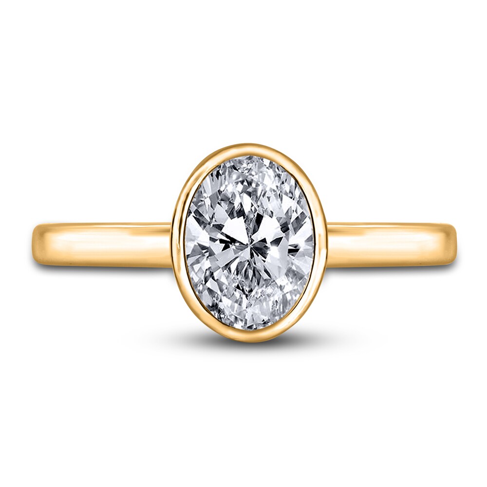 Diamond Solitaire Engagement Ring 2 ct tw Bezel-Set Oval 14K Yellow Gold (I2/I) hlvUxFUN