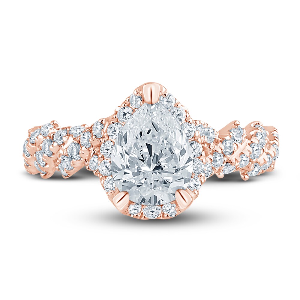 Pnina Tornai Lab-Created Diamond Engagement Ring 2-1/5 ct tw Pear/Round 14K Rose Gold hpRWAocA