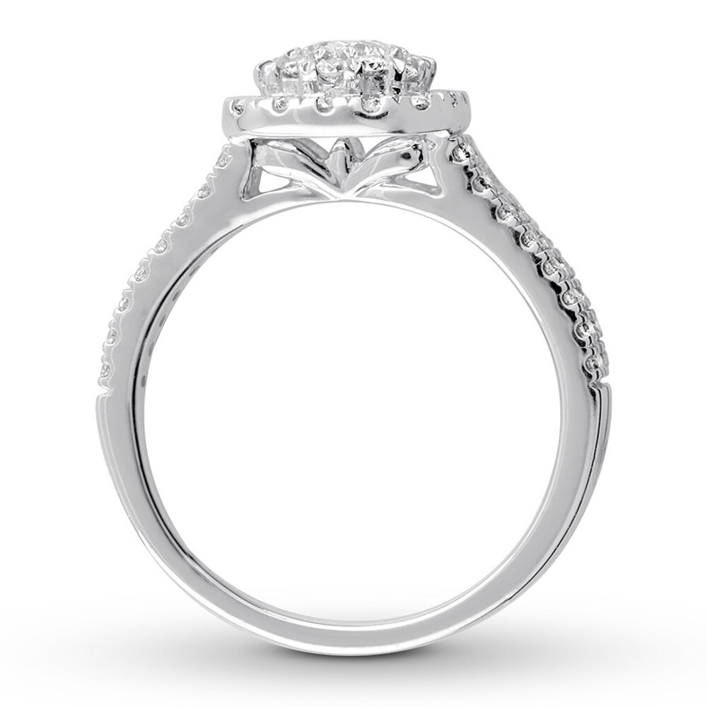 Diamond Engagement Ring 7/8 ct tw Round-cut 14K White Gold hwnkftKA