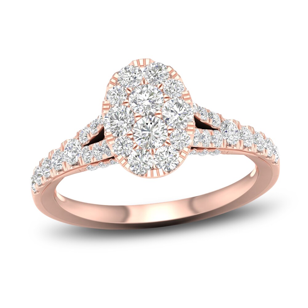 Diamond Oval Engagement Ring 1 ct tw Round 14K Rose Gold i4imLTOE [i4imLTOE]