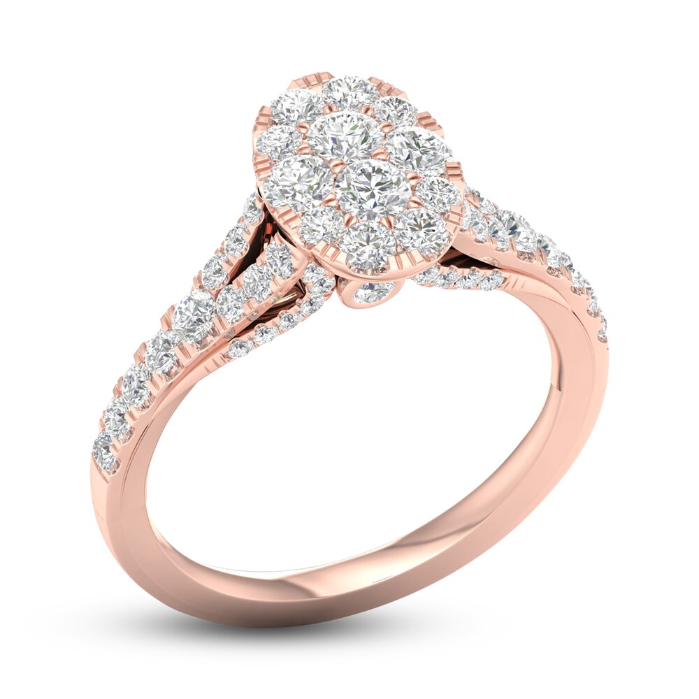 Diamond Oval Engagement Ring 1 ct tw Round 14K Rose Gold i4imLTOE