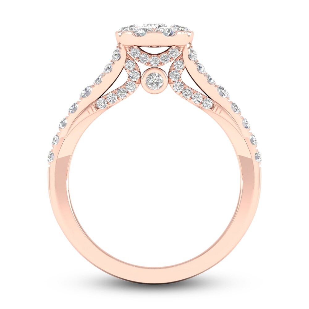 Diamond Oval Engagement Ring 1 ct tw Round 14K Rose Gold i4imLTOE