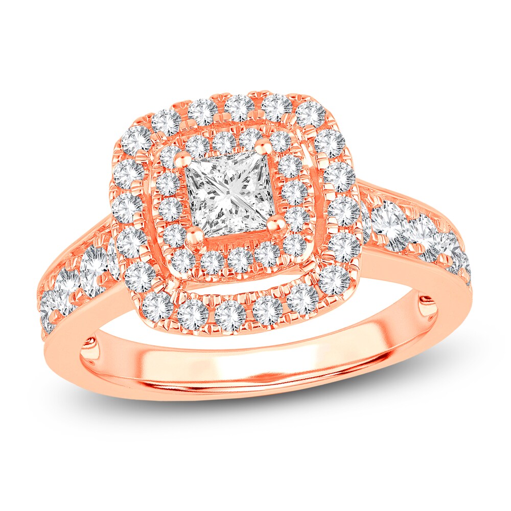 Diamond Double Halo Engagement Ring 1-1/3 ct tw Princess 14K White Gold i90UJdWe