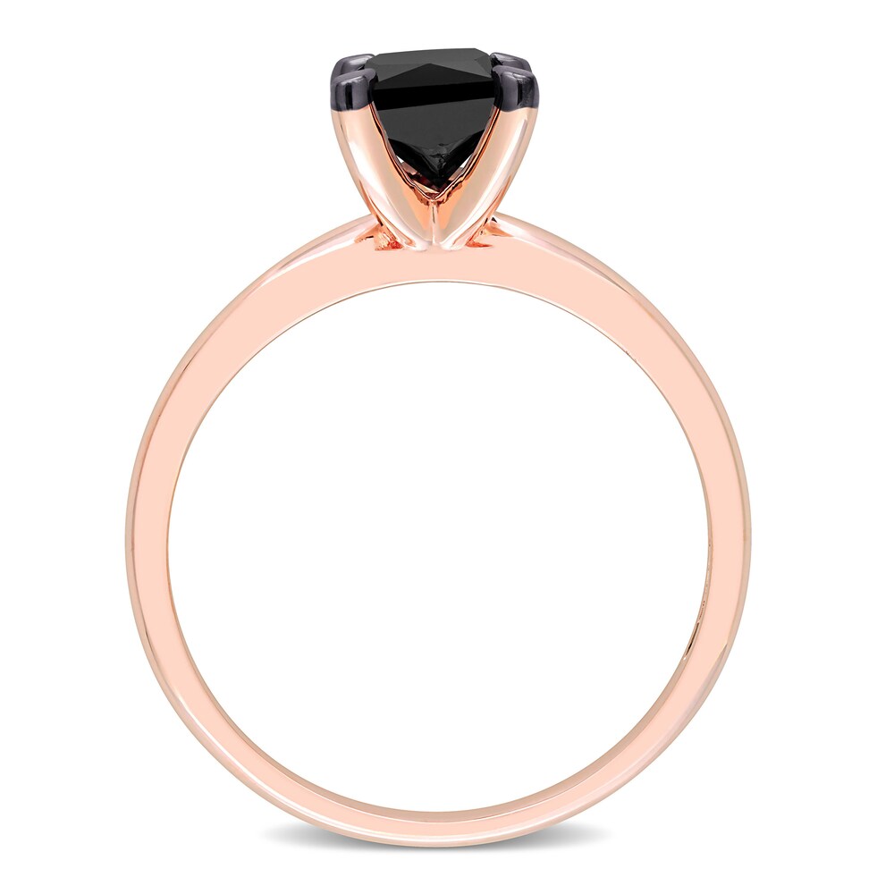 Black Diamond Solitaire Engagement Ring 1 ct tw Princess-cut 14K Rose Gold iFNhUvf4