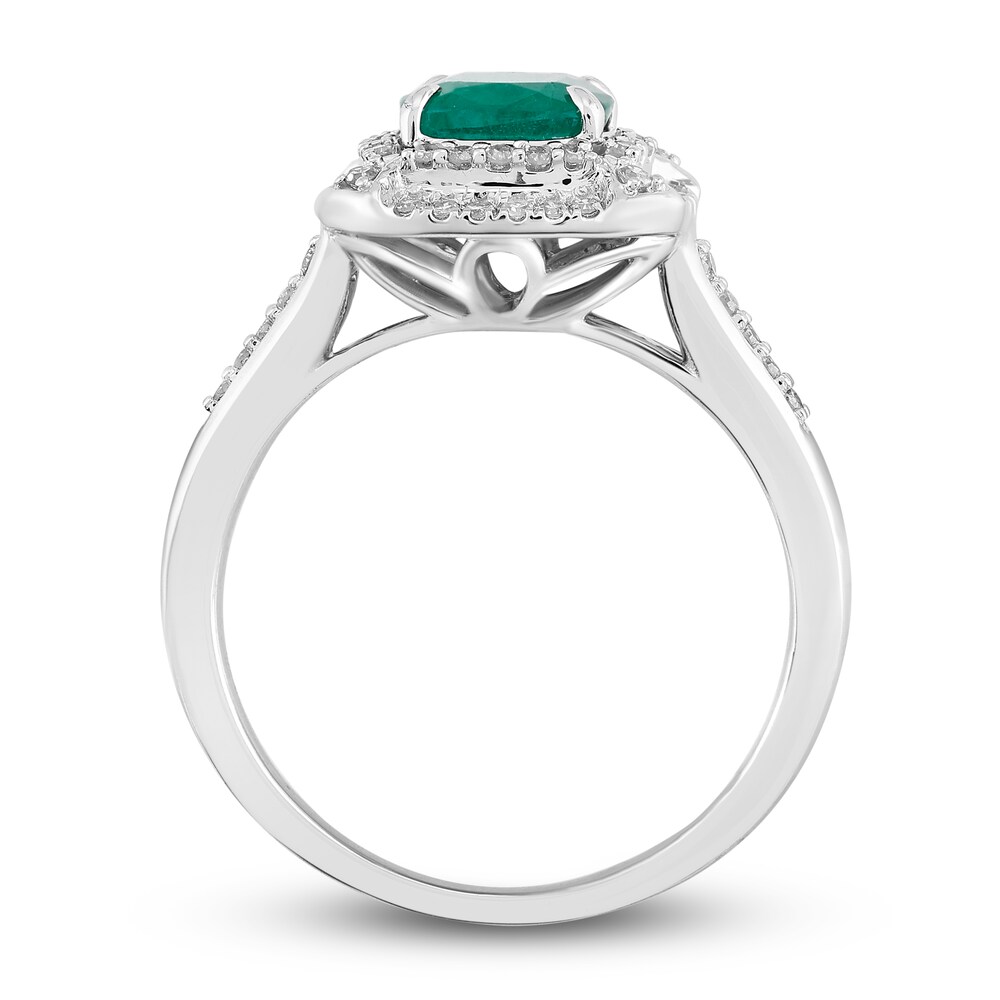 Natural Emerald Engagement Ring 1/4 ct tw Diamonds 14K White Gold iI3Ab7VM