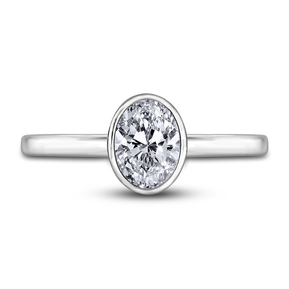 Diamond Solitaire Engagement Ring 1-1/2 ct tw Bezel-Set Oval 14K White Gold (I2/I) iNs4IyTO