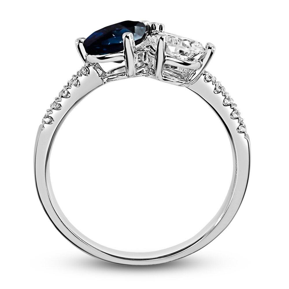 Natural Blue Sapphire Engagement Ring 1/2 ct tw Diamonds 14K White Gold iThGbdxV