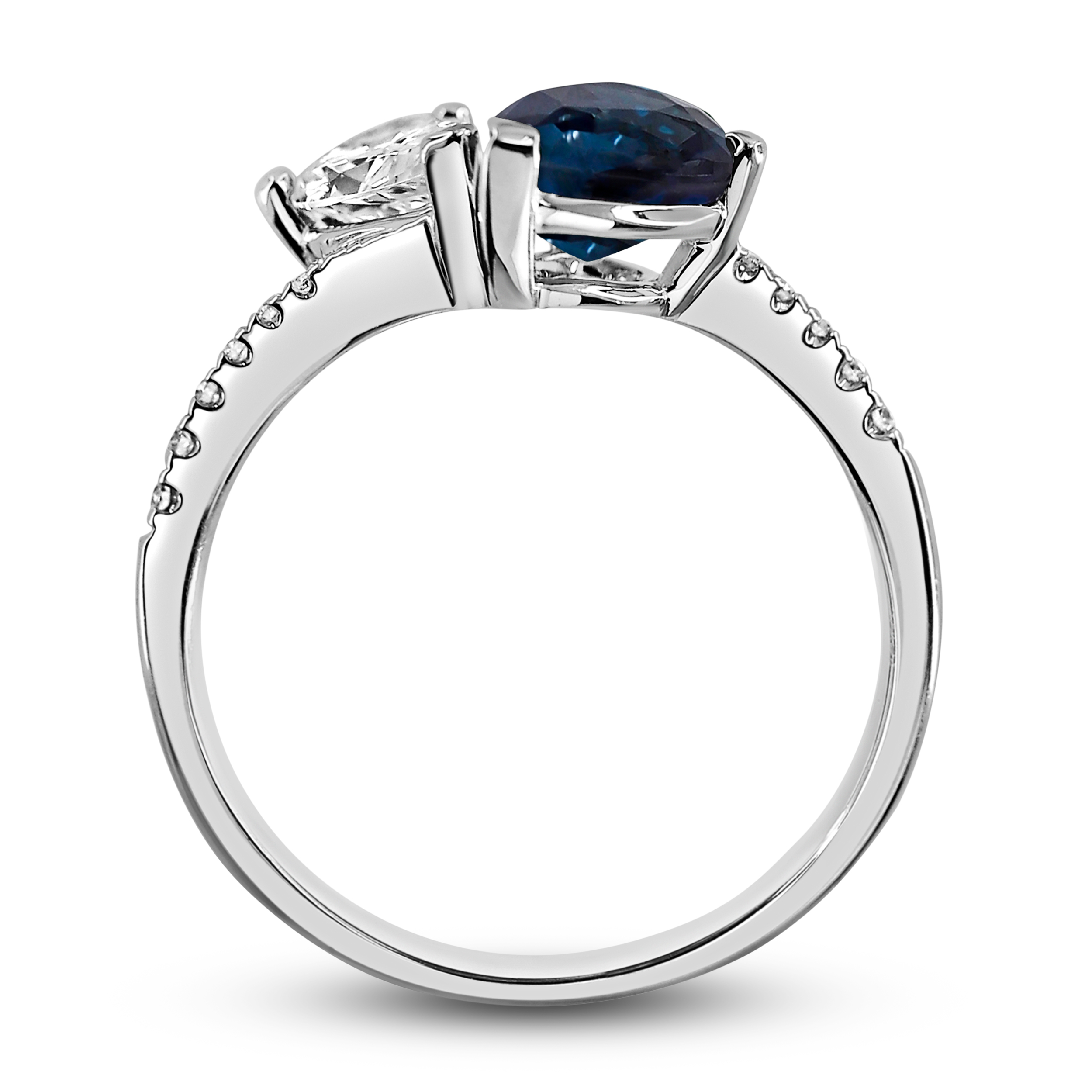 Natural Blue Sapphire Engagement Ring 1/2 ct tw Diamonds 14K White Gold iThGbdxV