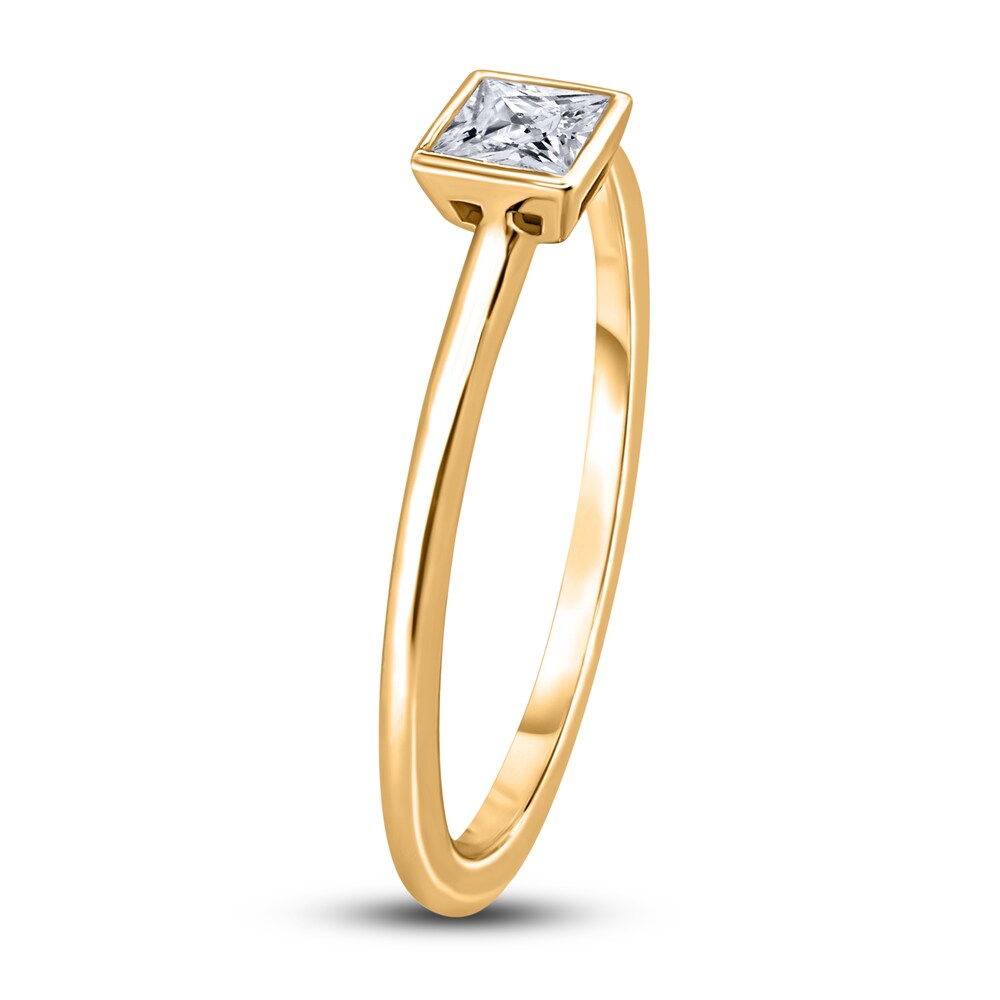 Diamond Solitaire Engagement Ring 1/4 ct tw Bezel-Set Princess 14K Yellow Gold (I2/I) iXfTE25g