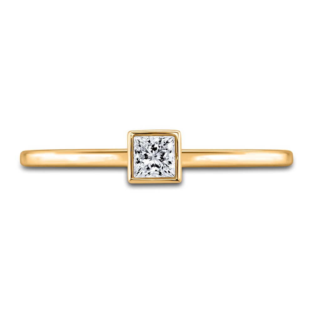 Diamond Solitaire Engagement Ring 1/4 ct tw Bezel-Set Princess 14K Yellow Gold (I2/I) iXfTE25g