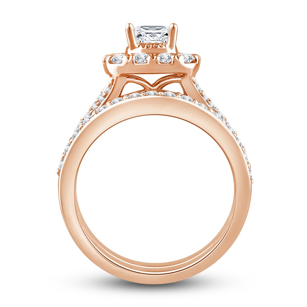 Diamond Bridal Set 2 ct tw Princess/Round 14K Rose Gold ic918er5