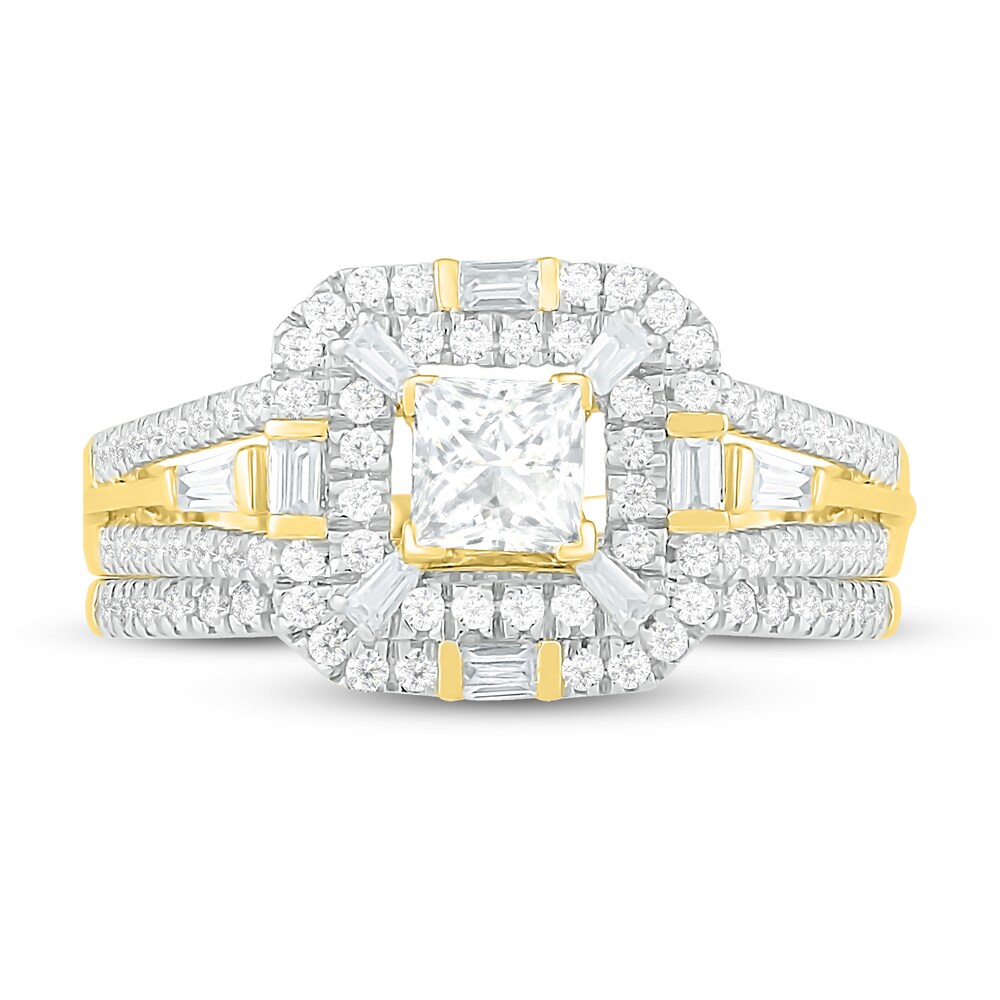 Diamond Bridal Set 1 ct tw Princess, Baguette & Round 14K Yellow Gold igwF2H6D