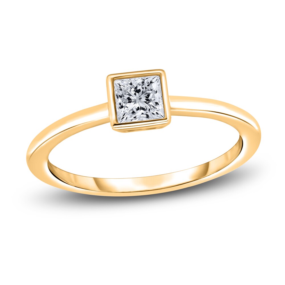 Diamond Solitaire Engagement Ring 1/2 ct tw Bezel-Set Princess 14K Yellow Gold (I2/I) ij7ahsOc [ij7ahsOc]