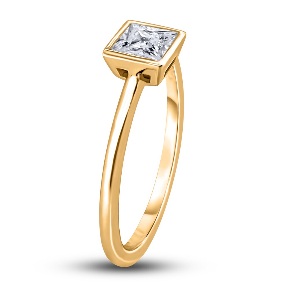 Diamond Solitaire Engagement Ring 1/2 ct tw Bezel-Set Princess 14K Yellow Gold (I2/I) ij7ahsOc