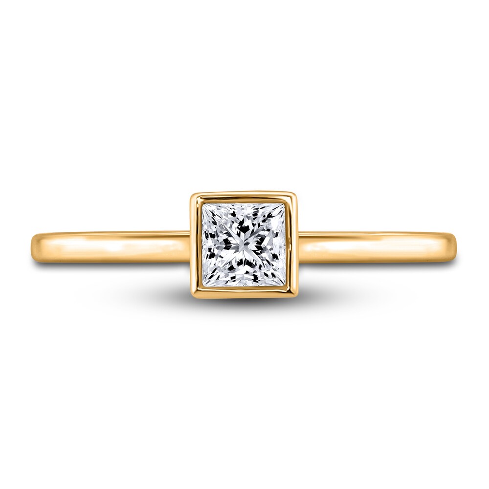 Diamond Solitaire Engagement Ring 1/2 ct tw Bezel-Set Princess 14K Yellow Gold (I2/I) ij7ahsOc