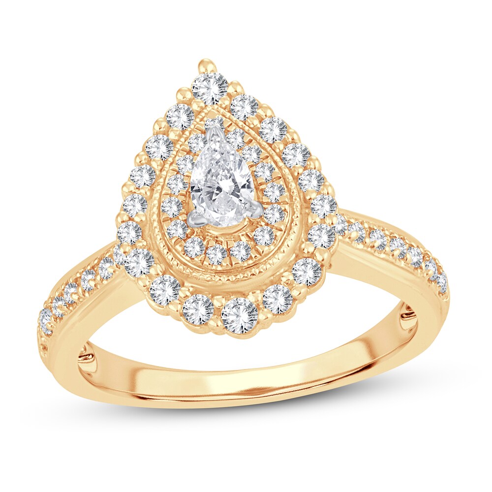 Diamond Ring 5/8 ct tw Pear-shaped 14K Yellow Gold ivbNmTAW