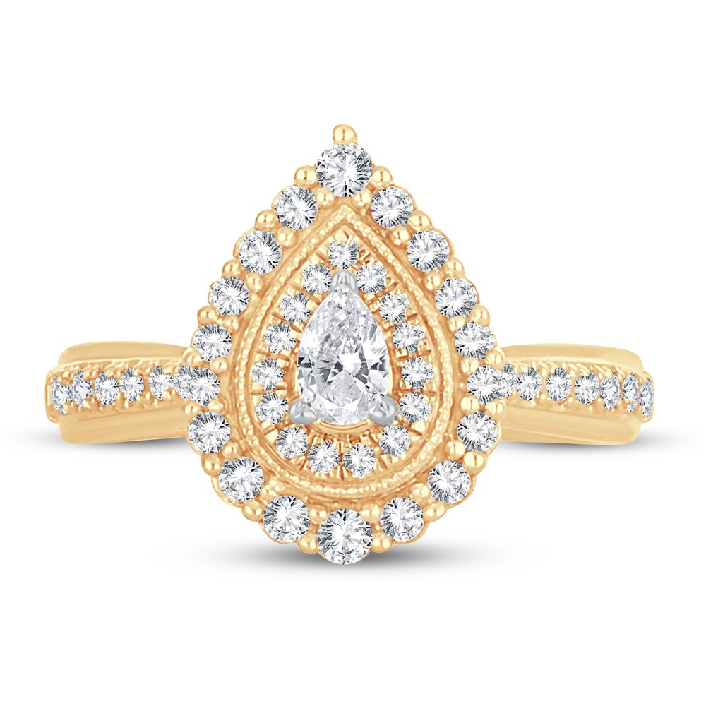 Diamond Ring 5/8 ct tw Pear-shaped 14K Yellow Gold ivbNmTAW