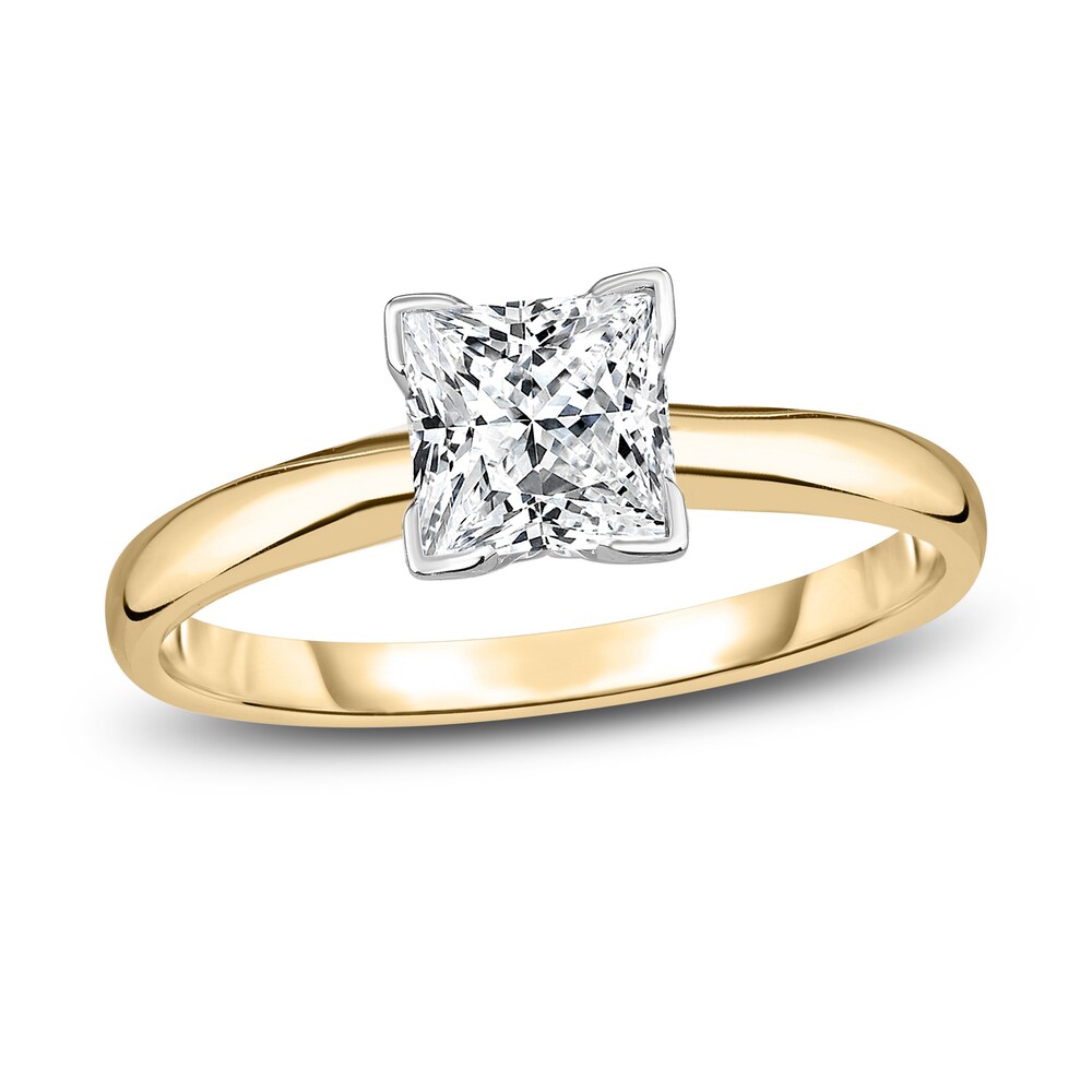 Diamond Solitaire Engagement Ring 3/4 ct tw Princess 14K Yellow Gold (I2/I) jQEZRoRX [jQEZRoRX]