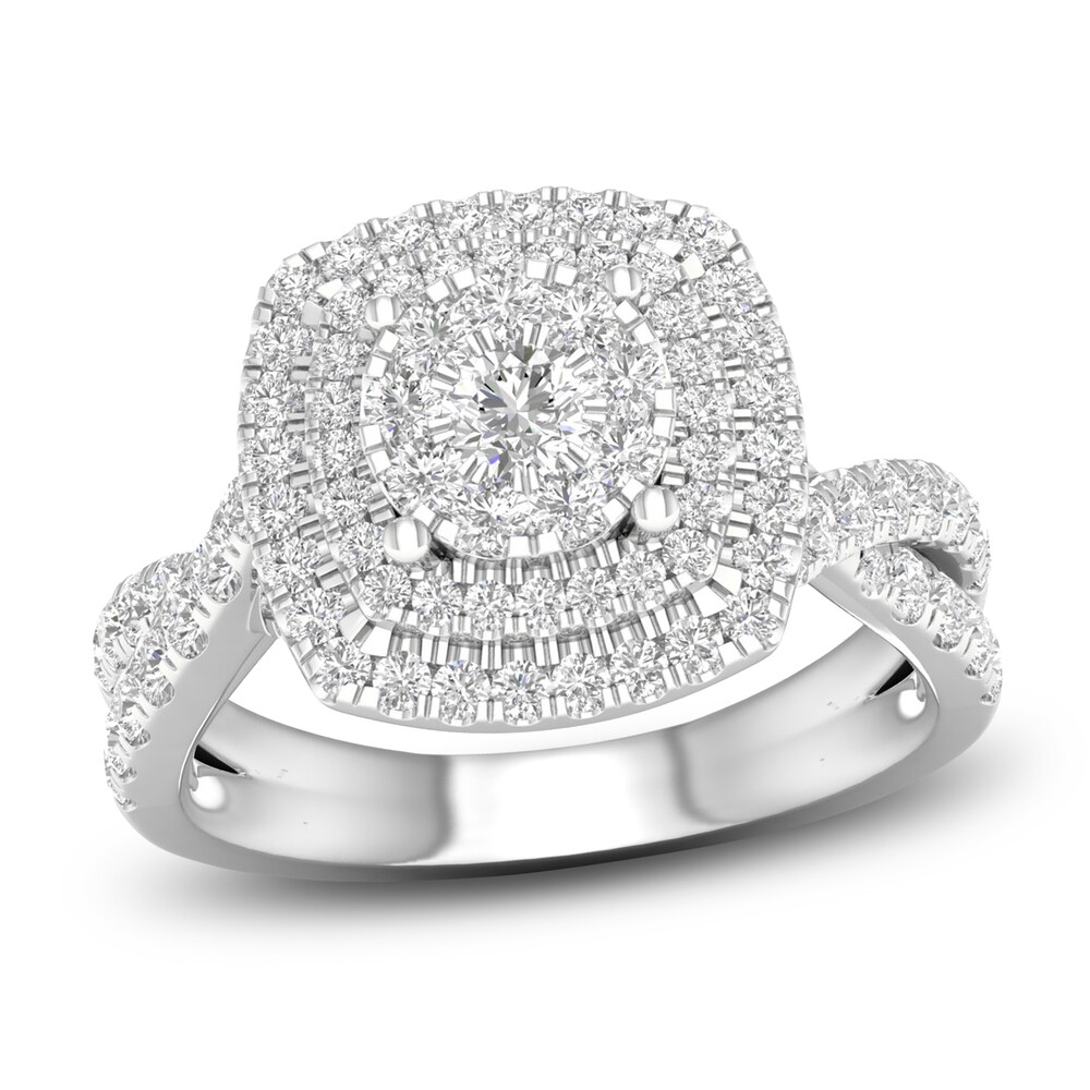 Diamond Halo Engagement Ring 1-1/3 ct tw Round 14K White Gold jWMdD2Yh