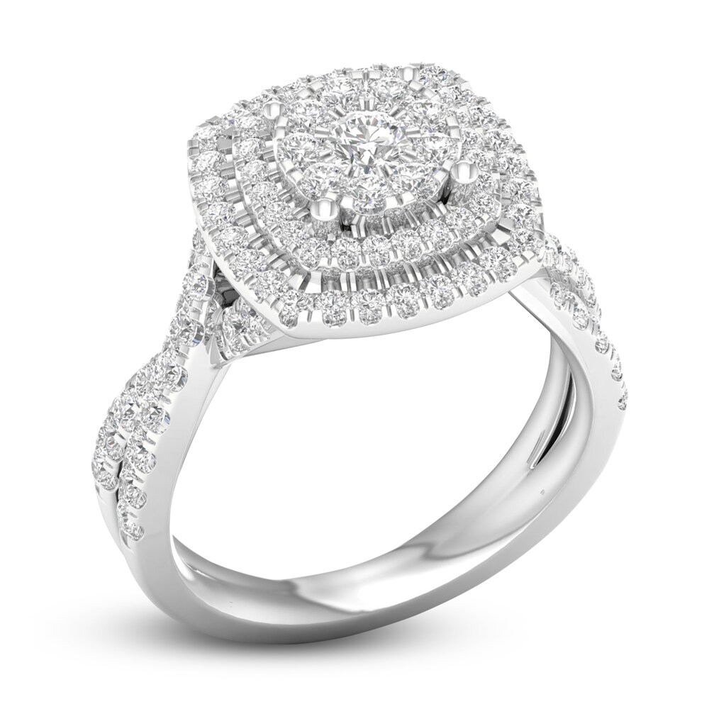 Diamond Halo Engagement Ring 1-1/3 ct tw Round 14K White Gold jWMdD2Yh