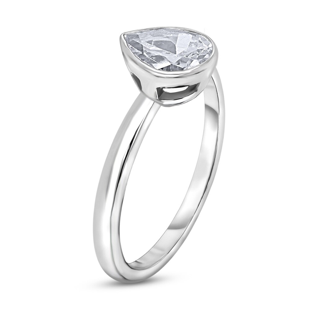 Diamond Solitaire Engagement Ring 2 ct tw Bezel-Set Pear-cut 14K White Gold (I2/I) jif2Efsc