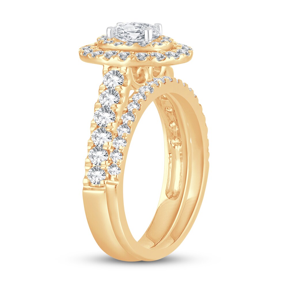 Diamond Bridal Set 1-1/5 ct tw Oval/Round-cut 14K Yellow Gold jzsekbaQ