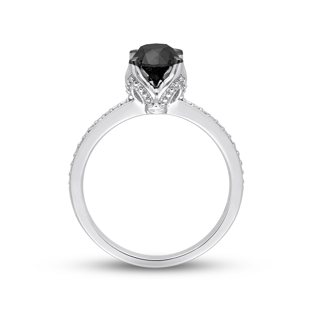 Black Diamond Engagement Ring 1 ct tw Round 14K White Gold k2efQkBp