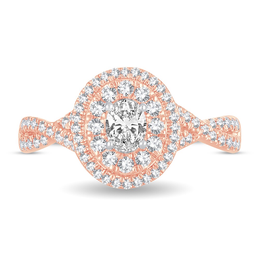 Diamond Ring 3/4 ct tw Oval 14K Rose Gold kC20QWOg