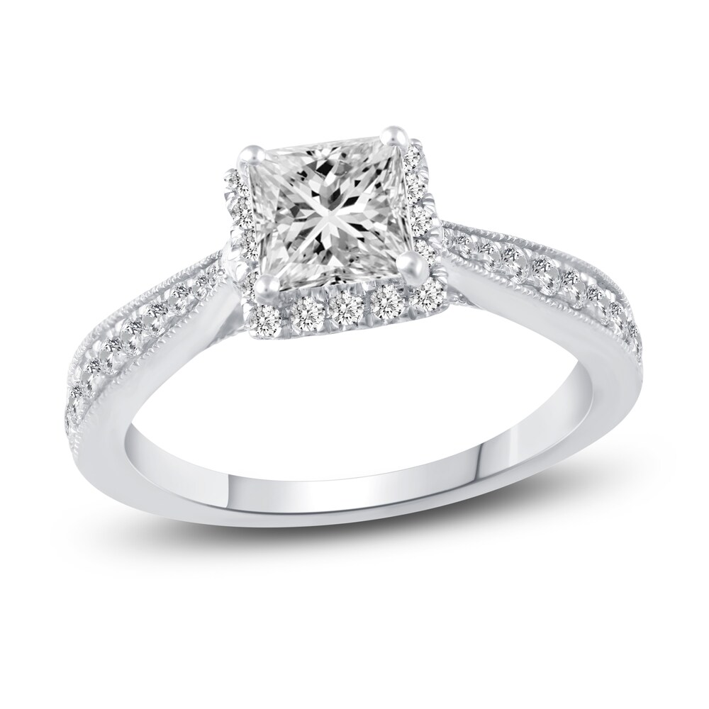 Diamond Engagement Ring 1-1/5 ct tw Princess/Round Platinum kO1lCdDD [kO1lCdDD]