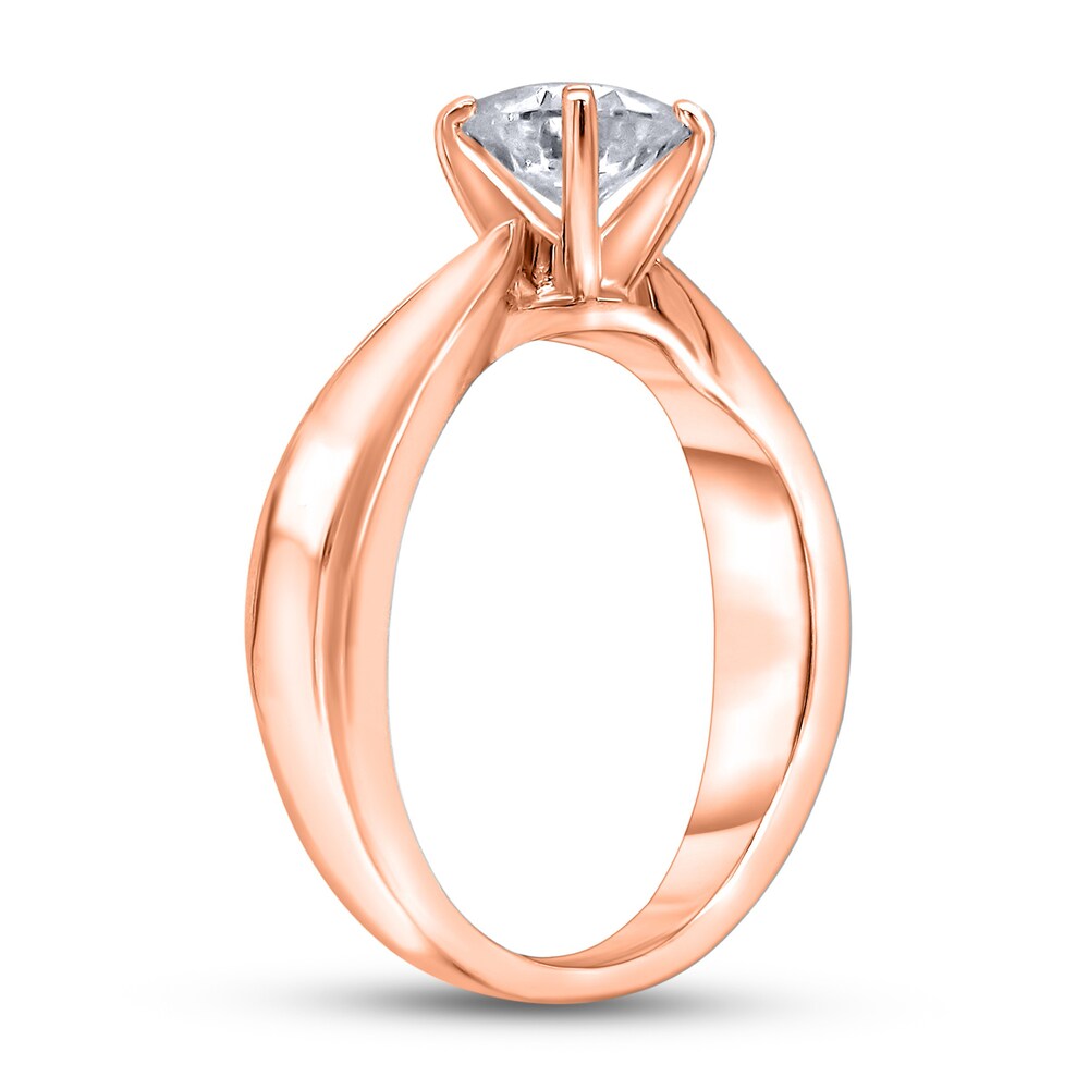 Diamond Solitaire Concave Engagement Ring 1 ct tw Round 14K Rose Gold (I2/I) kP4wQfaQ