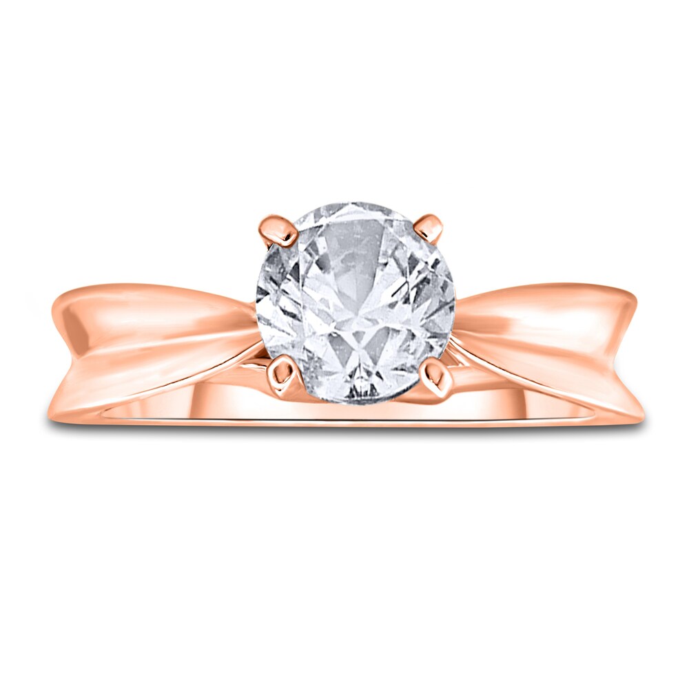 Diamond Solitaire Concave Engagement Ring 1 ct tw Round 14K Rose Gold (I2/I) kP4wQfaQ