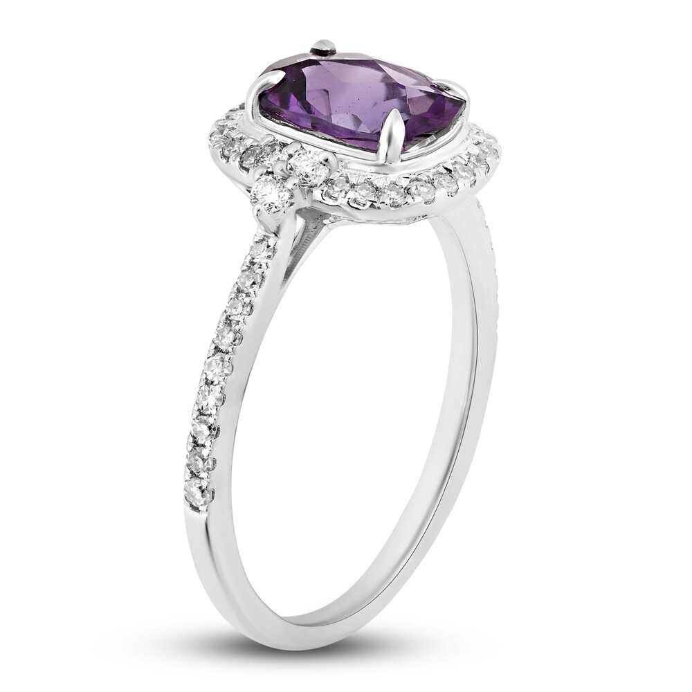 Natural Amethyst Engagement Ring 1/3 ct tw Diamonds 14K White Gold kTPFGEeg