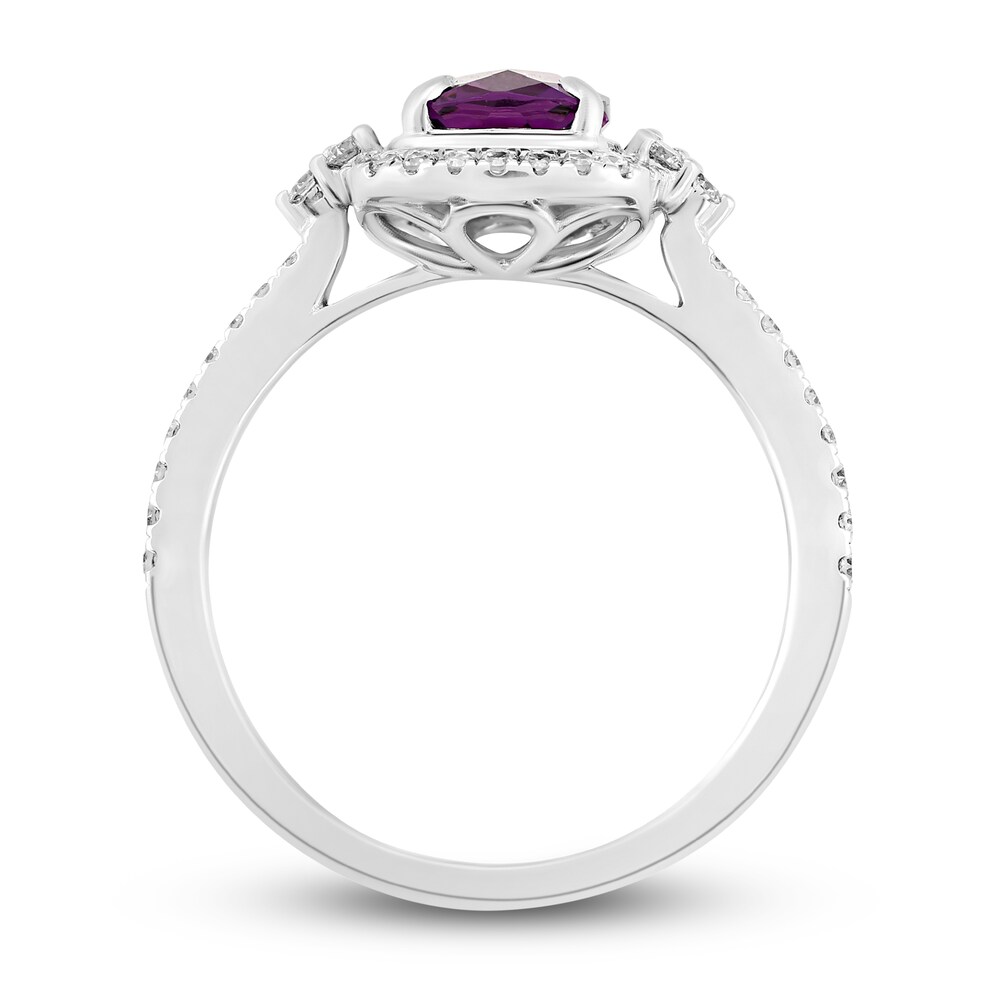 Natural Amethyst Engagement Ring 1/3 ct tw Diamonds 14K White Gold kTPFGEeg