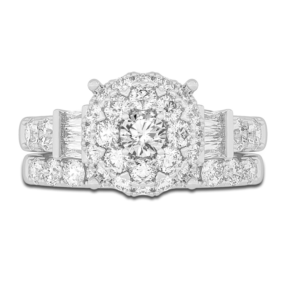 Diamond Halo Bridal Set 2 ct tw Round 14K White Gold kUpDsIOF